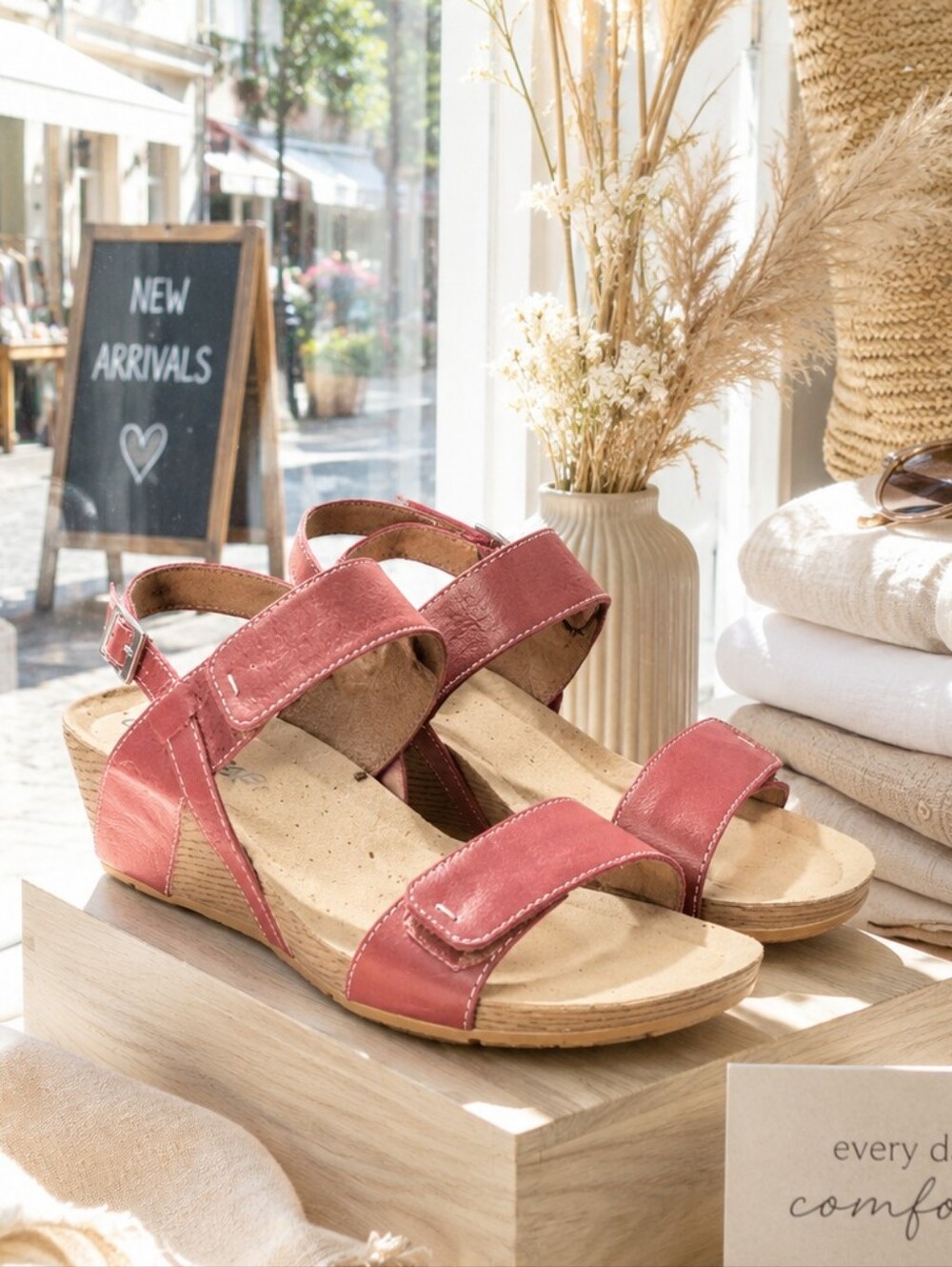 Clarks Coral Leather Wedge Sandals Comfort Casual Summer Shoes 9M